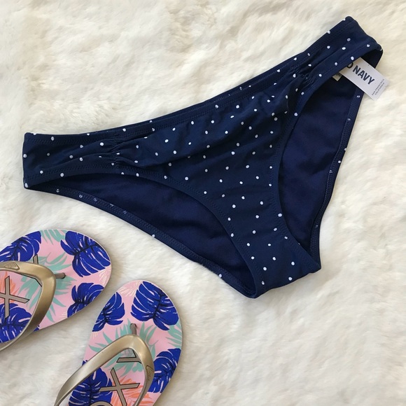 navy blue polka dot bikini